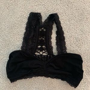 Free people black bralette lace straps